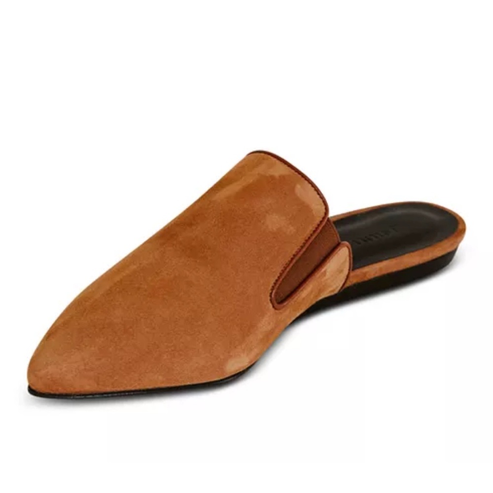 Jenni Kayne Suede Leather Mule Flats in Saddle Brown 8 7.5